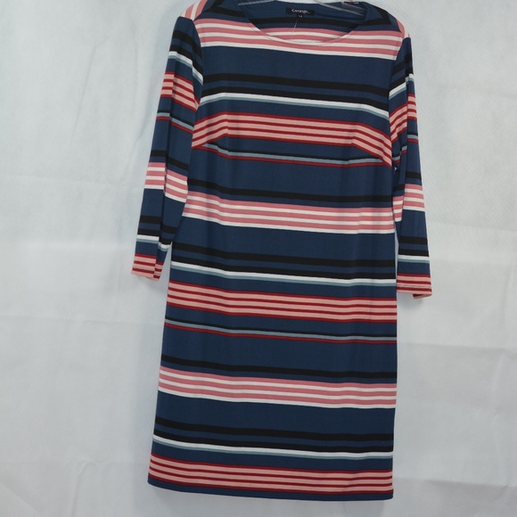 Striped Jersey Style Long Sleeve Dress SZ L NWT - Picture 2 of 3